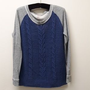 Raglan Sleeve Cable Knit Sweater Front Sweatshirt